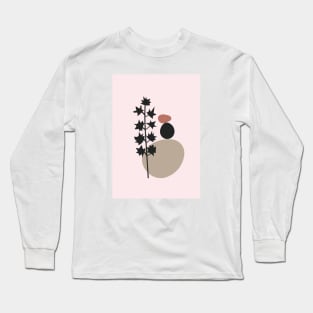 Neutral, Modern Gallery Wall Decor, Minimal Scandinavian, Abstract Stones, Botanical Long Sleeve T-Shirt